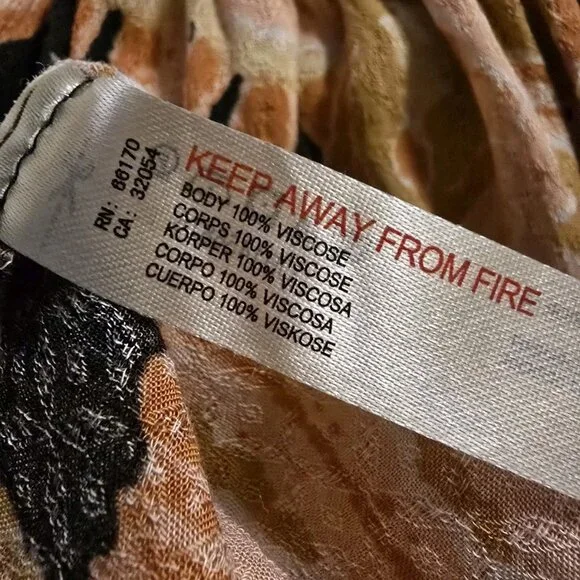 Free People Bali Mariposa Mini Slip Dress Tunic XL Floral Brown Combo EUC - Picture 5 of 5